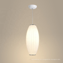 Lámpara colgante minimalista nórdica de estilo blanco con pantalla de tela para decoración del hogar